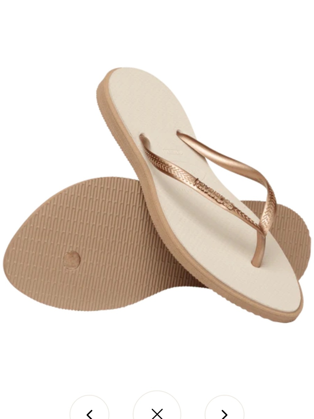 Havaianas Slim Pointy Flip Flops in Rose Gold and Creamy White - Picture 3 of 3